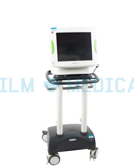 A Monitor on Stand With Brain Scan Images 